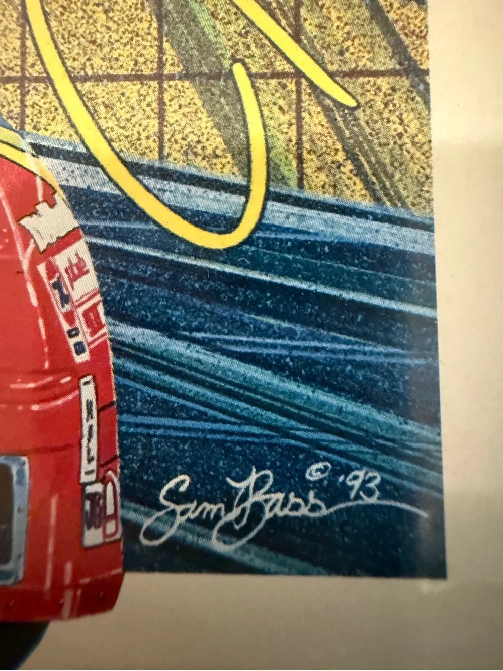 1993 Vintage Sam Bass Print in Frame Jeff Gordon 24 14.5